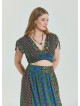 Deep V Neck Waist Gipel Brown Plus Size Blouse 4635